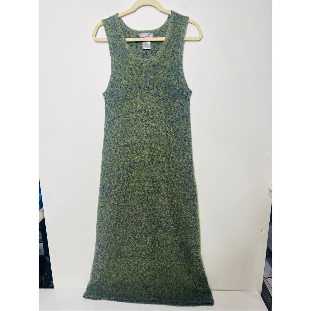 April Cornell Vintage Green Wool Blend Sweater Dress Maxi Sz Small Rare